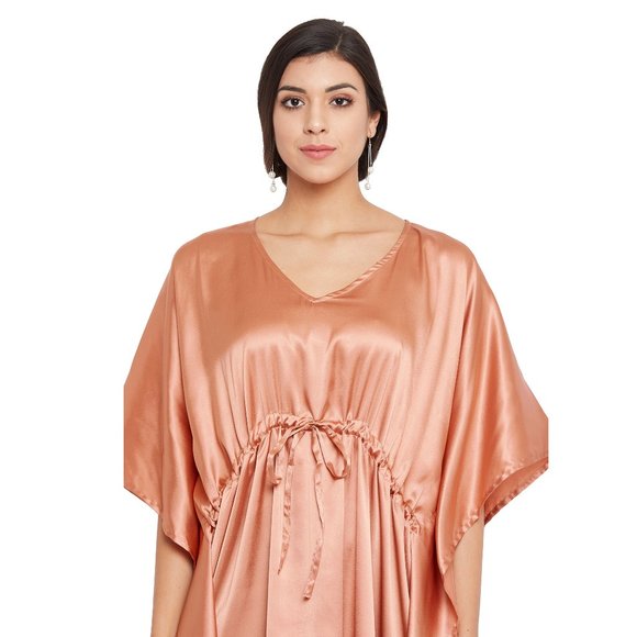 Womens Maxi Dress Kaftan Satin V Neck Sundress Plus Size Beach Cover Up Dresses - Picture 8 of 10